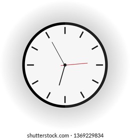 Clock flat icon on white background with long shadow