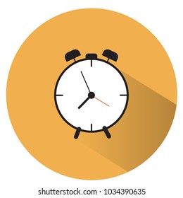 Clock flat icon on yellow background
