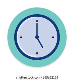 Clock flat icon. Round colorful button, circular vector sign. Flat style design