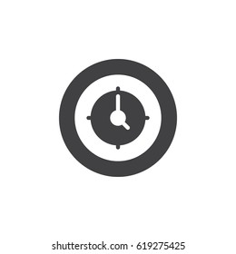 Clock flat icon. Round simple button, circular vector sign. Flat style design