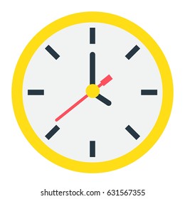 Clock flat icon, time and website button, vector graphics, a colorful solid pattern on a white background, eps 10.