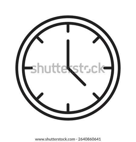 Clock flat icon vector set, linear outline icon, minimal vector illustration for interface design