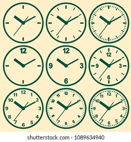 Icono plano de reloj. Concepto de tiempo mundial. Antecedentes comerciales. marketing en Internet. Infografía diaria
