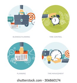 Clock flat icon. World time concept. Business background. Internet marketing. Daily infographic. Calender. Business planning and time management.