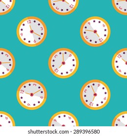 Clock flat icon,eps10 seamless pattern background