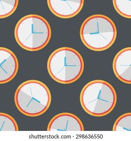 Clock flat icon,eps10 seamless pattern background