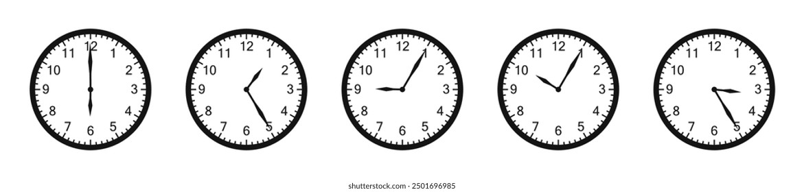 Clock flat icons. Clocks vector icon set.