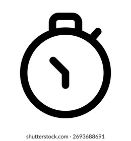 Clock flat minimal outline icon representing time management, scheduling, and modern digital tracking design