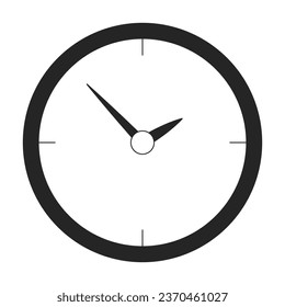 Clock flat monochrome isolated vector object. Showing time. Decorative watch on wall. Editable black and white line art drawing. Simple outline spot illustration for web graphic design