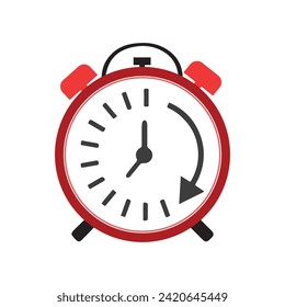 Clock flat style, Clock icon watches vector illustration. Alarm clock icon. Flat design style. Simple icon on white backround, Web site page and mobile app design element