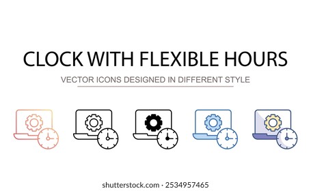 Uhr mit flexiblem Stunden-Symboldesign mit weißem Hintergrund - Stockgrafik