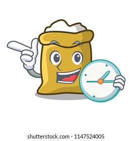 With clock flour character cartoon style