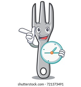With clock fork character cartoon style