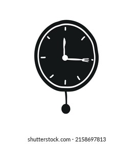 clock with fork and knife, catering service icon