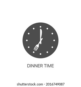 Reloj, tenedor, cuchillo para comer. Servicio de entrega rápida para aplicaciones y concepto de sitio web para pedidos de alimentos