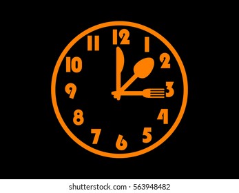 clock, fork, spoon, icon, vector illustration eps10