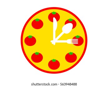 clock, fork, spoon, icon, vector illustration eps10