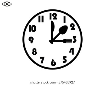 clock, fork, spoon, icon, vector illustration eps10