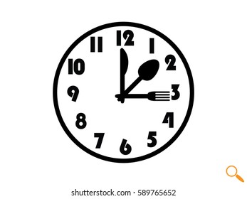 clock, fork, spoon, icon, vector illustration eps10
