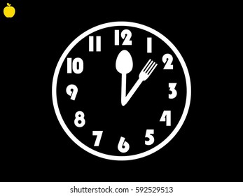 clock, fork, spoon, icon, vector illustration eps10