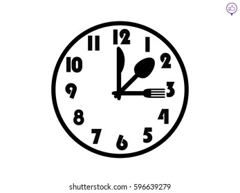 clock, fork, spoon, icon, vector illustration eps10