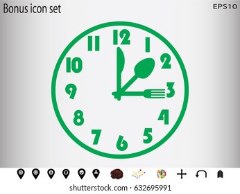 clock, fork, spoon, icon, vector illustration eps10