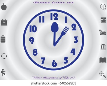 clock, fork, spoon, icon, vector illustration eps10