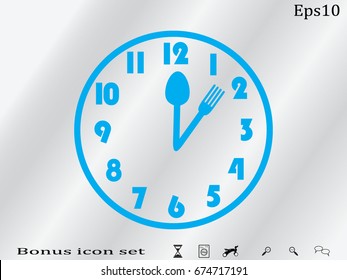 clock, fork, spoon, icon, vector illustration eps10