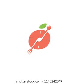 Clock Fork and Spoon Plate Fast Delivery Food Logo Design