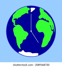 Clock in the form of a planet on a blue background