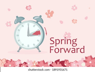 Clock Forward In Spring. Advancing For Daylight Saving Time. Alarm Clock To Go To Summertime, One Hour Change.