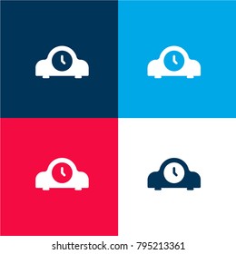 Clock four color material and minimal icon logo set in red and blue