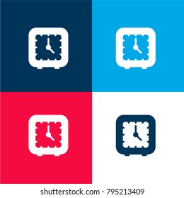 Clock four color material and minimal icon logo set in red and blue