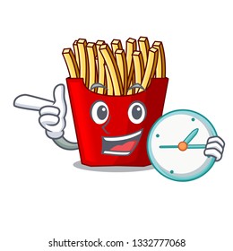 With clock french fries served on character plates