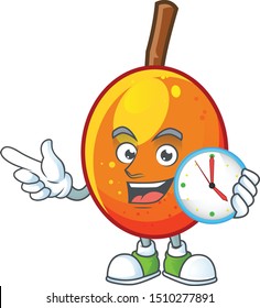 With clock fresh jocote character mascot in cartoon