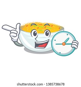 With clock fried noodles isolated with the character