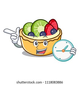 With clock fruit tart character cartoon