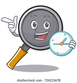 with clock frying pan cartoon character