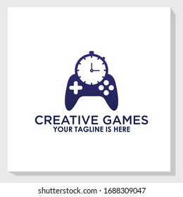 clock and game icon logo template vector, clock logo template, technology logo inspiration