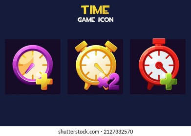 Clock Game Time Icons, Golden, Watch For Gui.