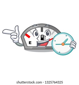 With clock gasoline indicator isolated with in cartoon
