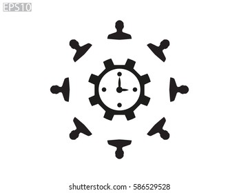 clock, gear circle of people, icon vector illustration eps10