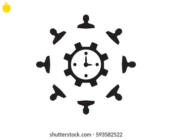 clock, gear circle of people, icon vector illustration eps10