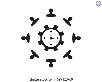 clock, gear circle of people, icon vector illustration eps10