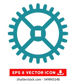 Clock Gear EPS vector pictograph. Illustration style is flat iconic soft blue symbol on white background.