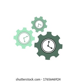 Clock gear flat icon. Stock vector illustration isolated on white background