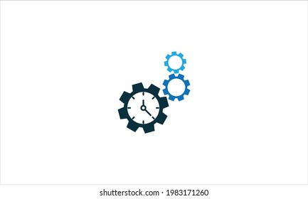 Clock Gear flat Logo Icon design vector template illustration