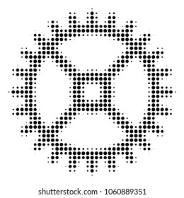 Clock Gear halftone vector icon. Illustration style is dotted iconic Clock Gear icon symbol on a white background. Halftone matrix is circle points.