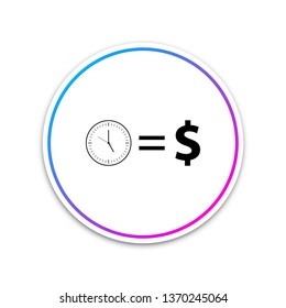 Clock gear icon isolated on white background. Time Management symbol. Circle white button. Vector Illustration