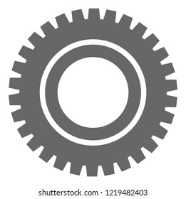Clock gear icon on a white background. Isolated clock gear symbol with flat style.